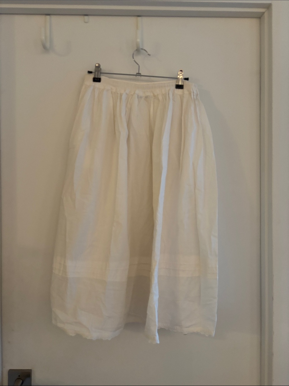 Vintage 90’s Midi Skirt M 100% Cotton‎ Lace White Embroidered Stretchy India - Picture 2 of 8